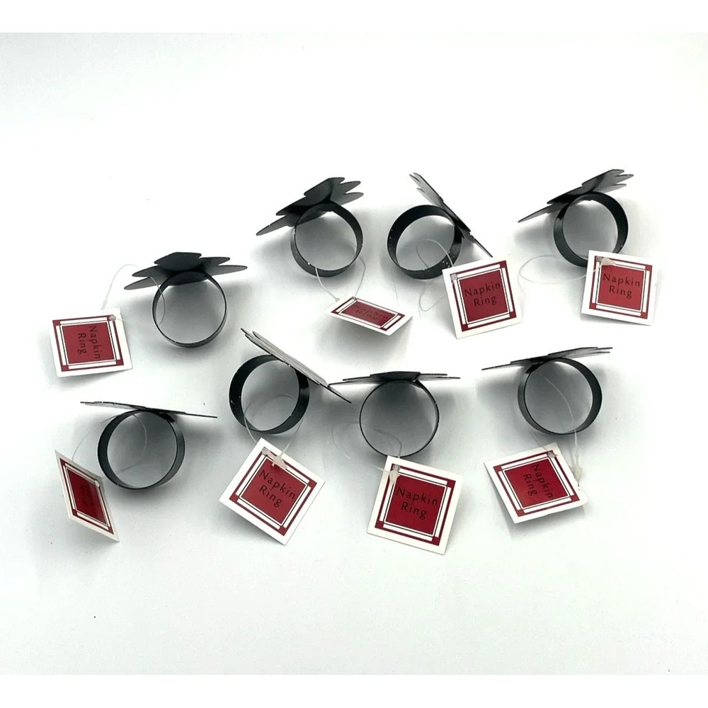 Vtg Dayton Hudson Sponge Tree Metal Napkin Rings 8 Christmas‎ Trees 1998 NOS